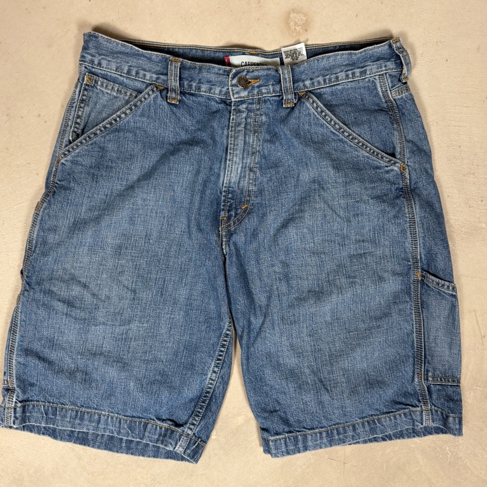 00s Levis Carpenter Denim Shorts Mens W32 Medium Wash Blue Cotton Utility